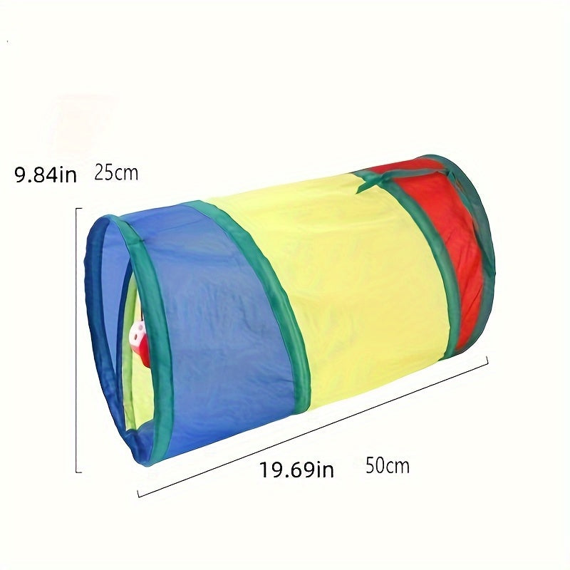 Plaid Foldable Cat Tunnel with Play Ball Durable Polyester Interactive Kitten Toy