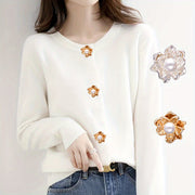 Set of 3 Pearl Flower Buttons Alloy for Clothing DIY Sewing Accessories