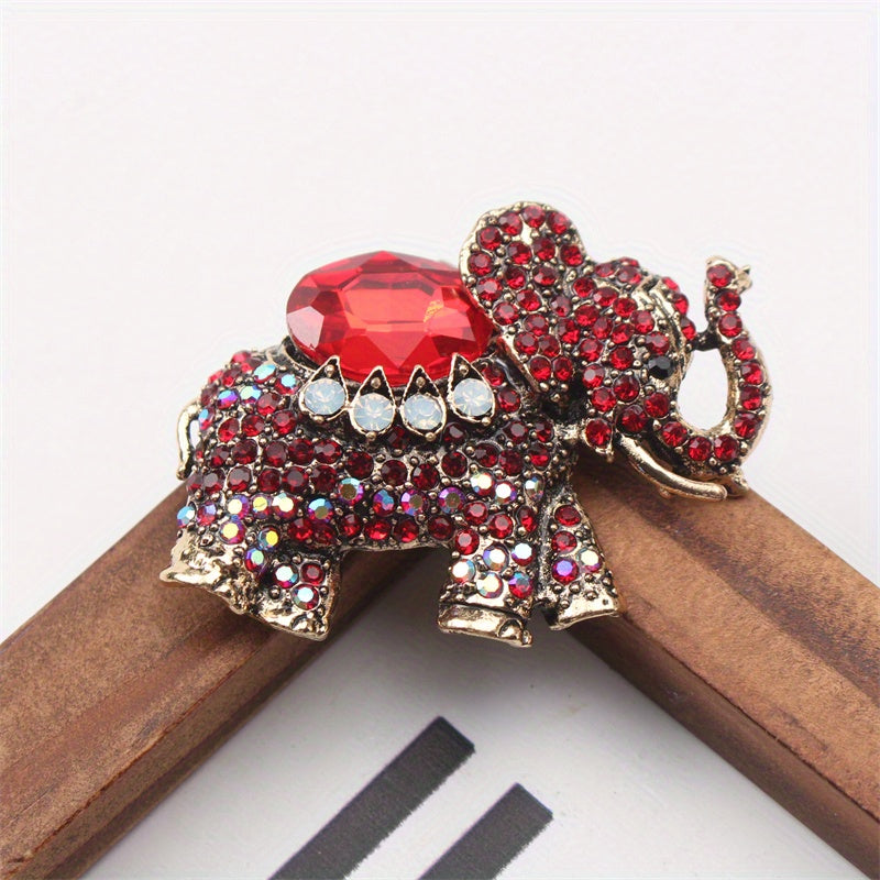 Elephant Brooch Rhinestones Enamel Crystal Jewelry for Women Gift