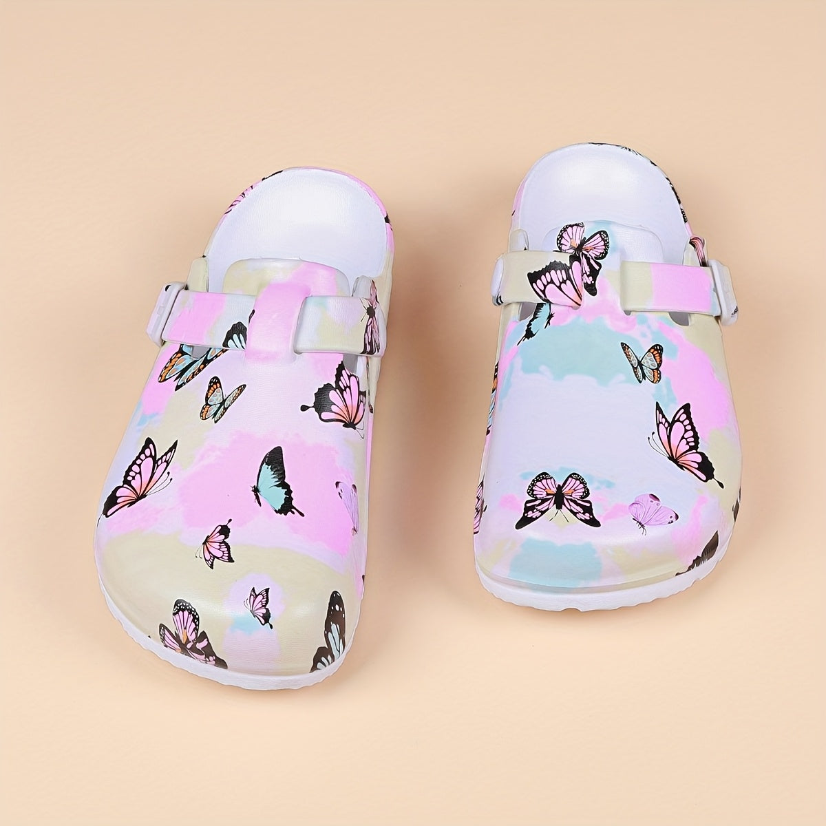 Women's Butterfly Print Adjustable Clogs EVA Lightweight Slip-On Shoes