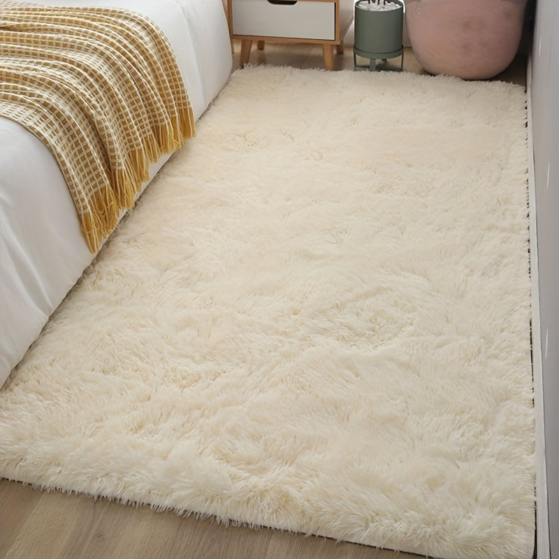 Alfombra de felpa ultra suave para cama, de pelo sintético y estilo shaggy, alfombra de dormitorio de 80x160 cm