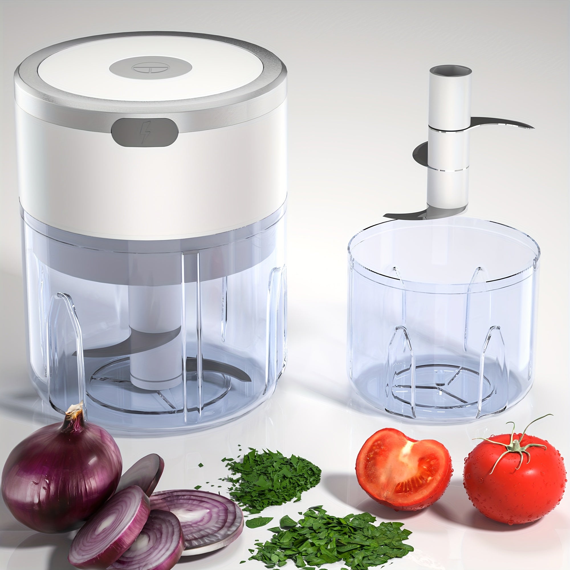 Mini picadora de alimentos compacta, recargable por USB, de acero inoxidable para ajo, nueces, verduras y frutas