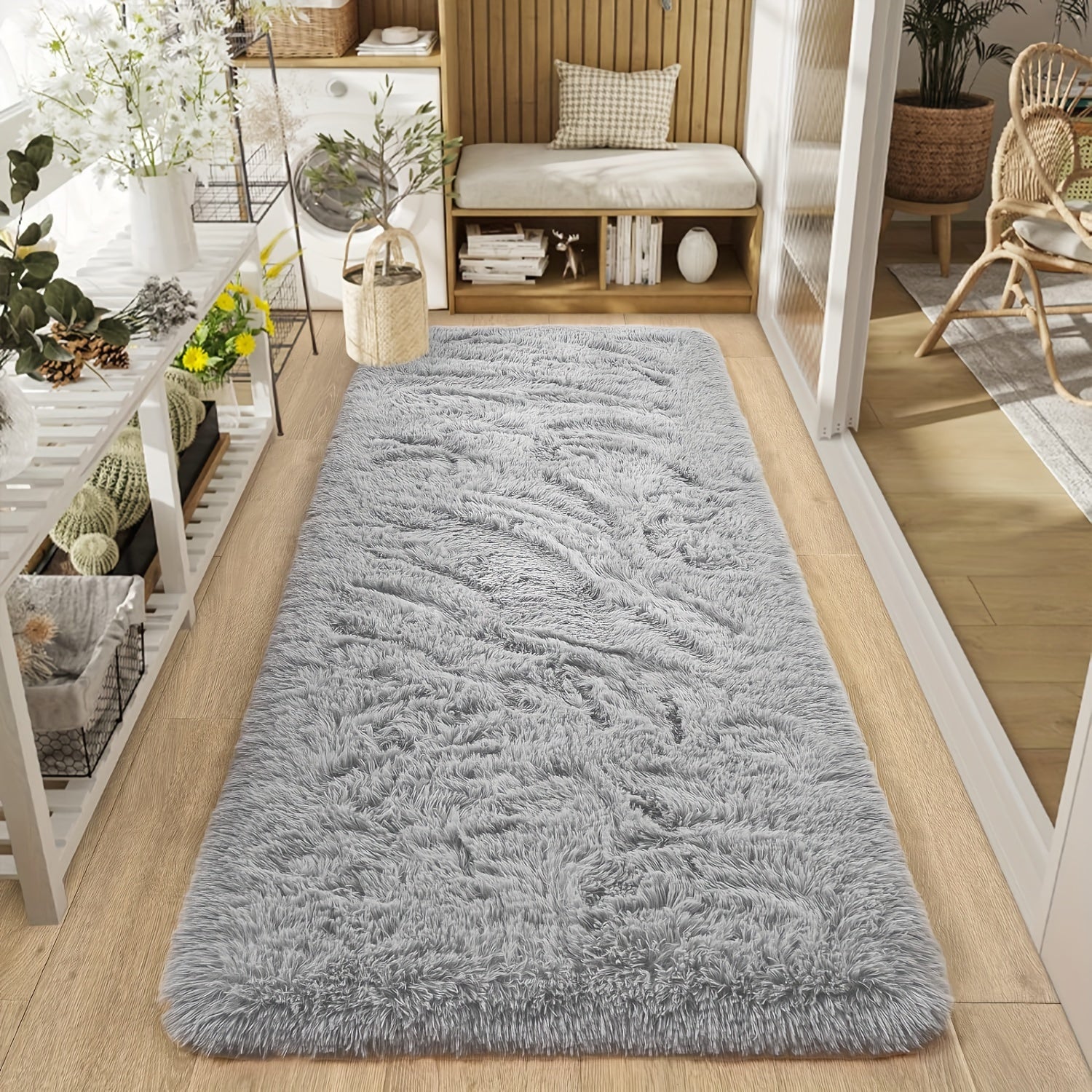 Soft Shaggy Tie-Dye Area Rug, Indoor, 70x70cm, Machine Washable