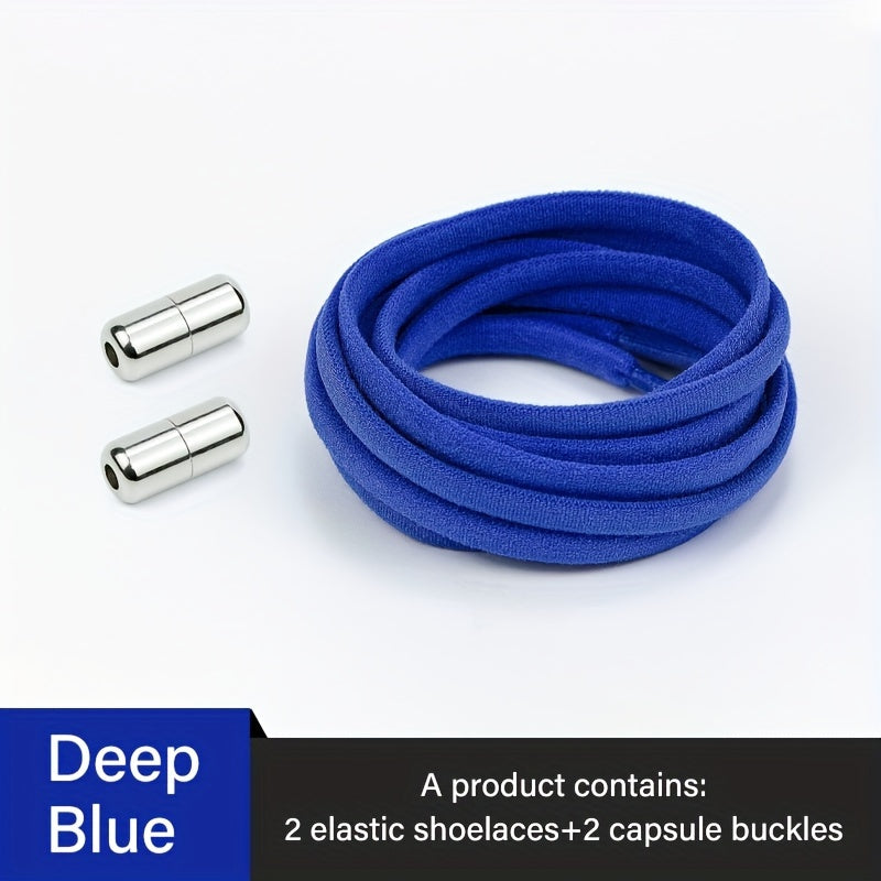 Unisex Elastic No-Tie Shoe Laces with Metal Buckle Quick Fasten Solid Color