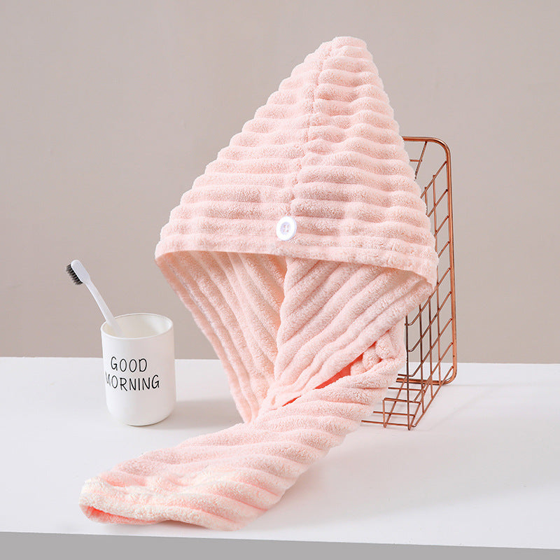 Women’s Quick-Dry Hair Towel Wrap Ultra-Absorbent Coral Fleece Double-Layer Polyester