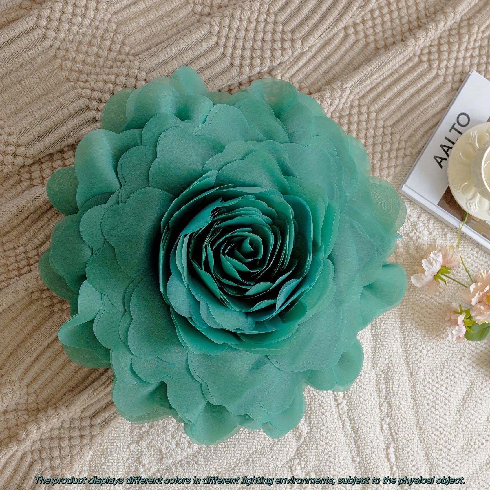 Funda de cojín de flores de tul de princesa en 3D, lujo ligero, decoración para dormitorio y sala de estar