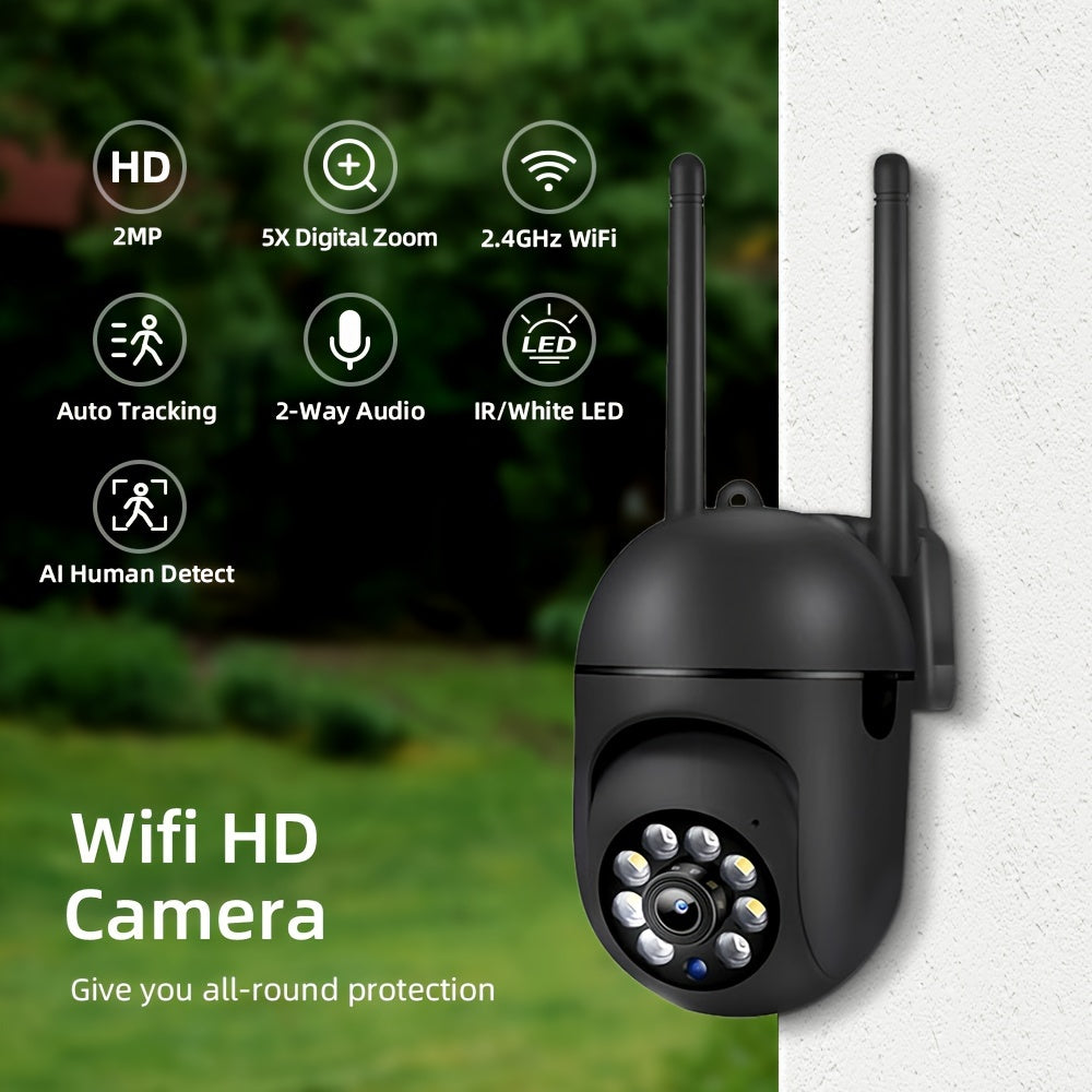 Cámara de seguridad WiFi HD 1080P con visión nocturna, audio bidireccional, alertas de movimiento, panorámica de 355°, para uso en interiores, con alimentación USB