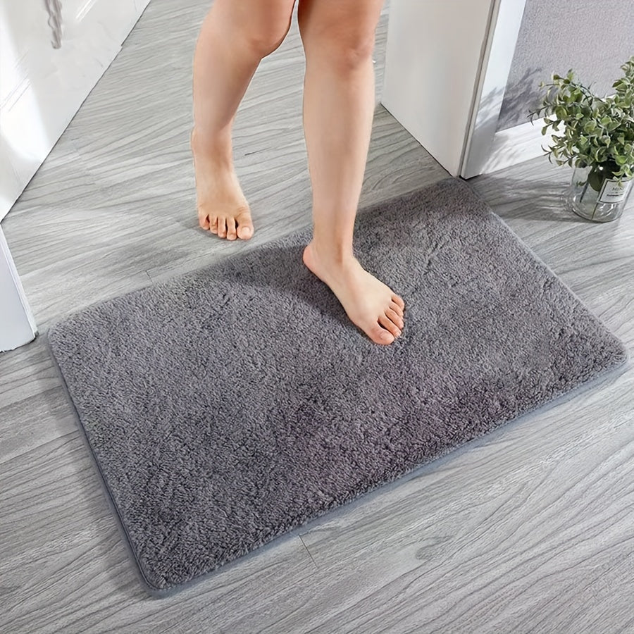 Oblong Bath Rug Non-Slip Quick-Dry Absorbent Polyester 1.8cm Thick