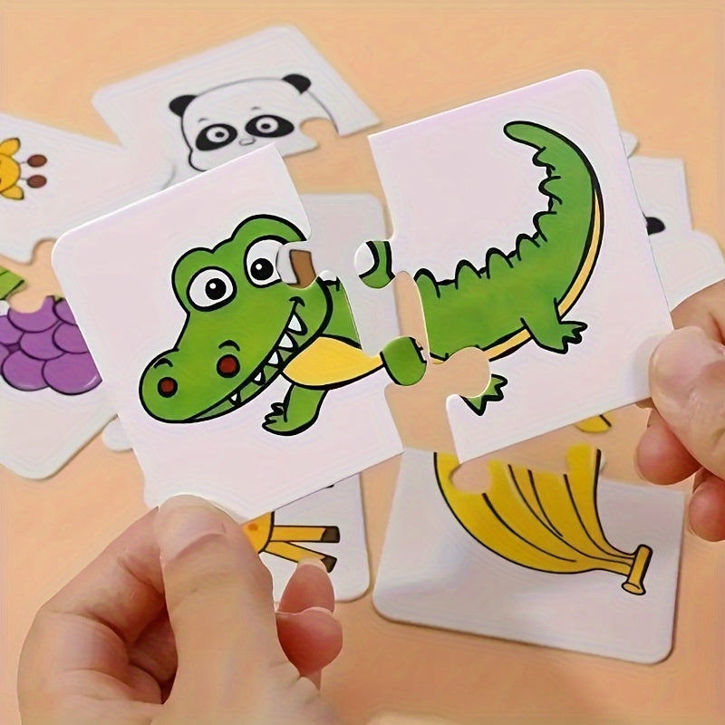 Animal and Fruit Themed Matching Puzzle Cards for Kids Toddlers Educational Toys