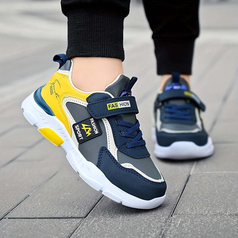 Boys Girls Lightweight Striped Sports Sneakers for Hiking Outdoor Casual All-Season Low Top with Adjustable Fastening