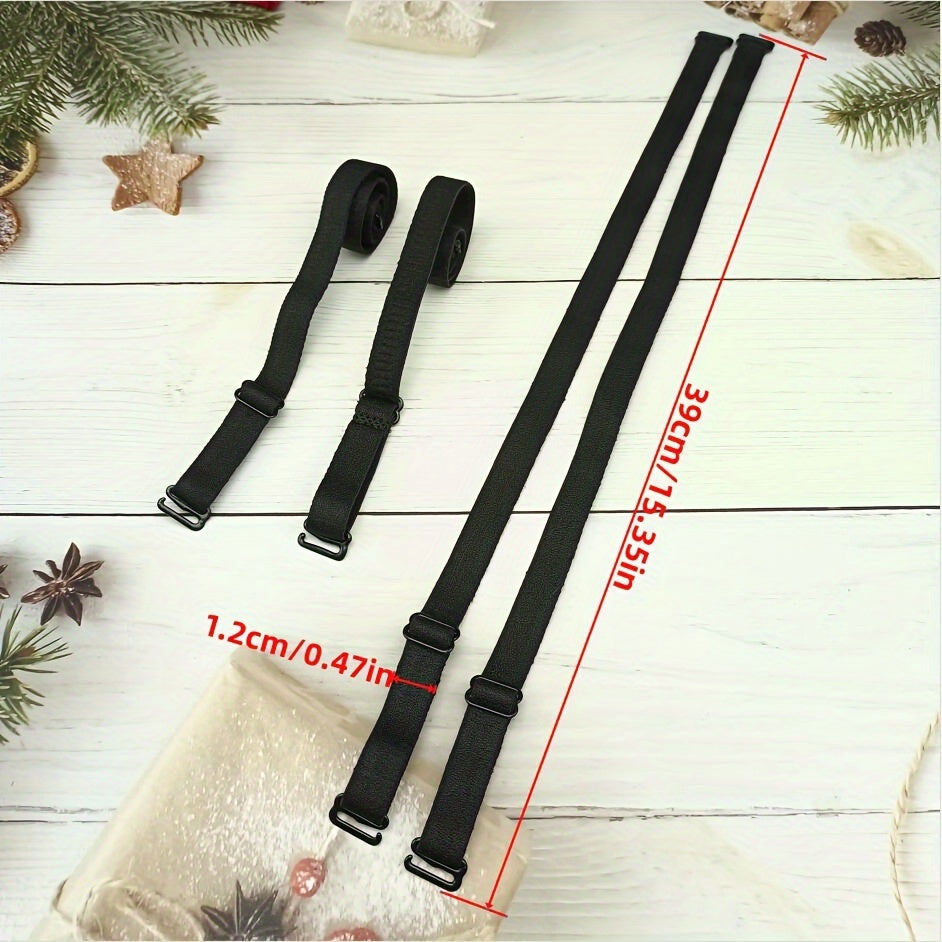 Set of 2 Adjustable Solid Color Bra Straps for Lingerie Detachable Replacement