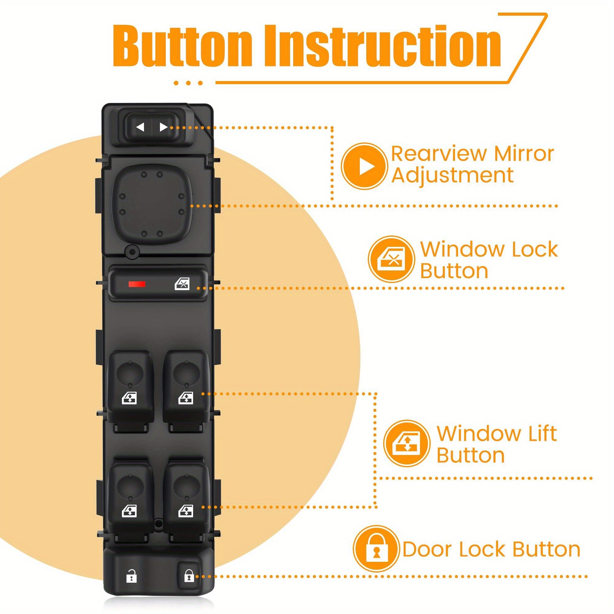 Driver Side Power Window Switch For GM Vehicles 2003-2007 Without Battery