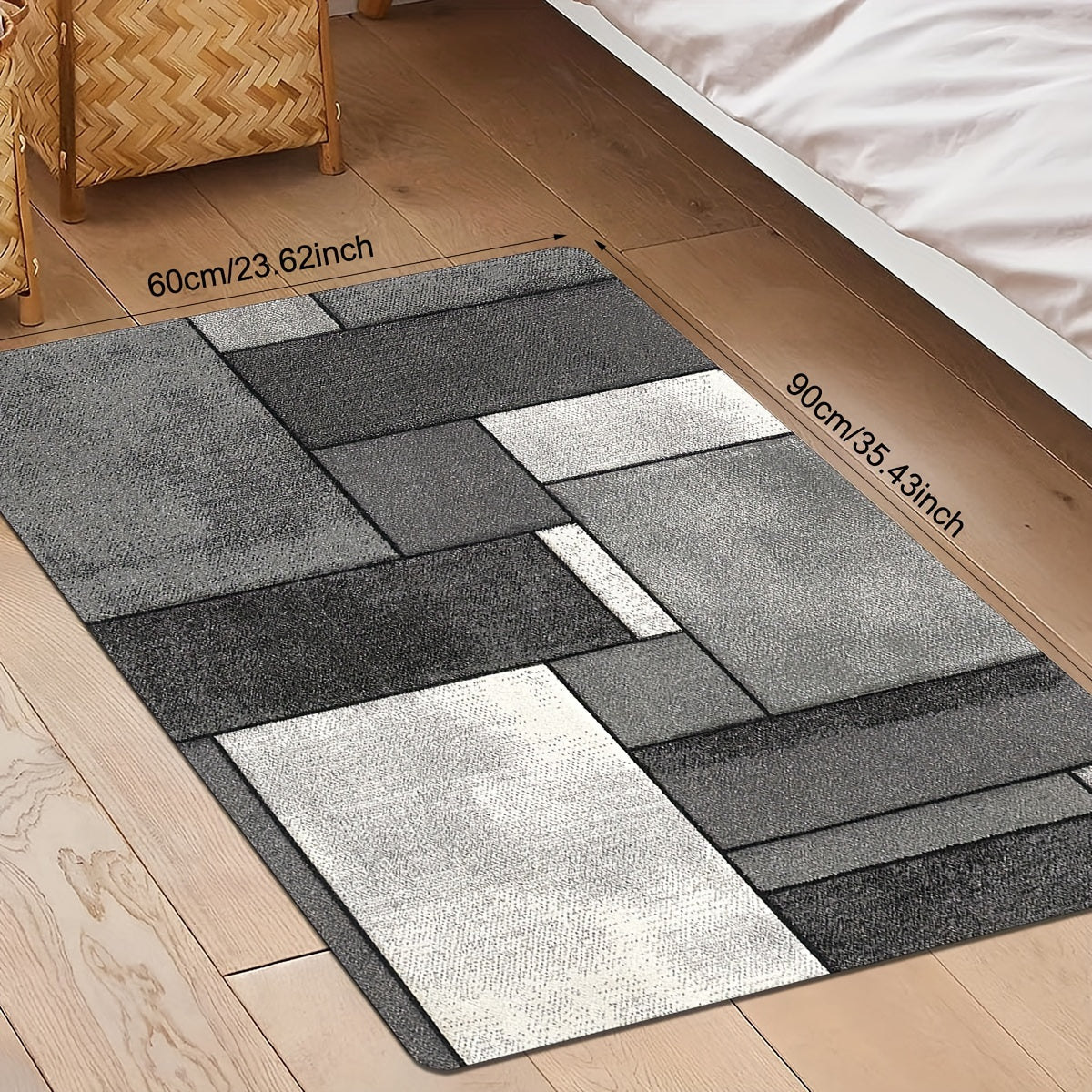 Minimalist Geometric Print Rug Off-White Anti-Skid Floor Mat for Home Decor