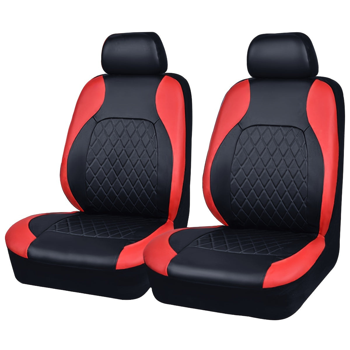 Front Car Seat Covers Quilted PVC Synthetic Leather Black Gray Red Blue Durable Padded