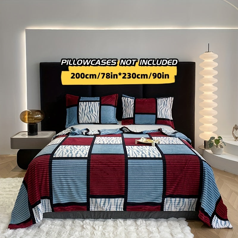 Yumshoq va qulay plush ko'rpa, plaid naqshiga ega, sayohat, divan, yotoq va uy bezatish uchun mukammal.