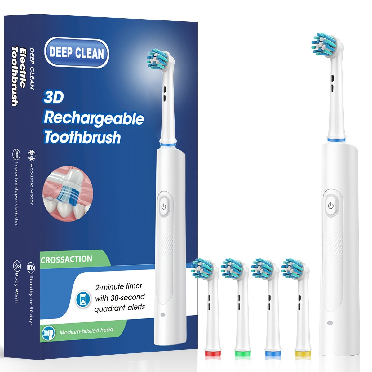 Automatic Rechargeable Electric Toothbrush for Adults Black with 5 Modes