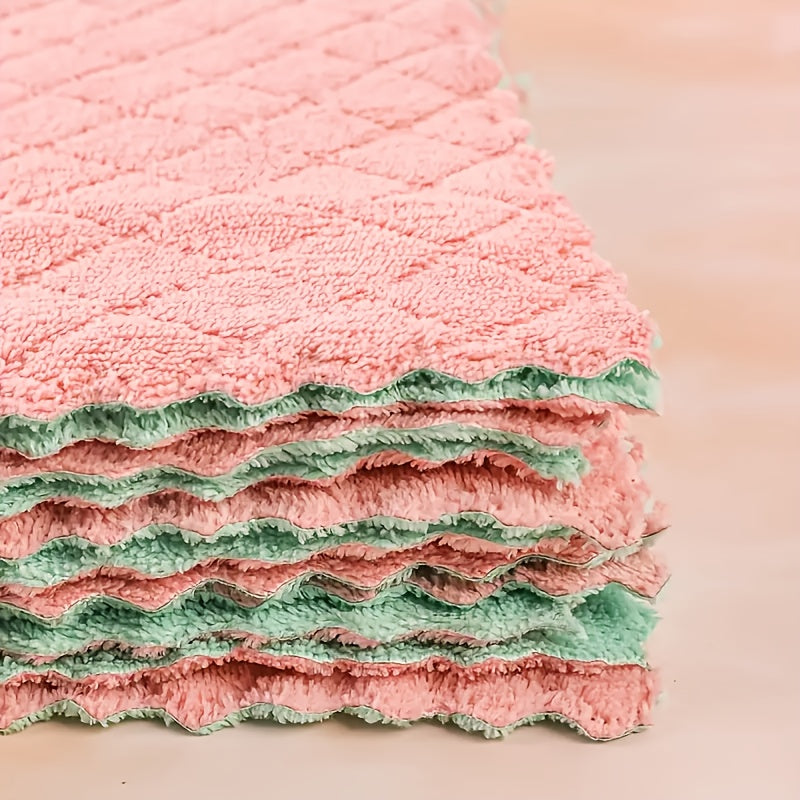 Set of 10 Microfiber Dish Cloths with Double-Sided Design for Kitchen and Home Cleaning