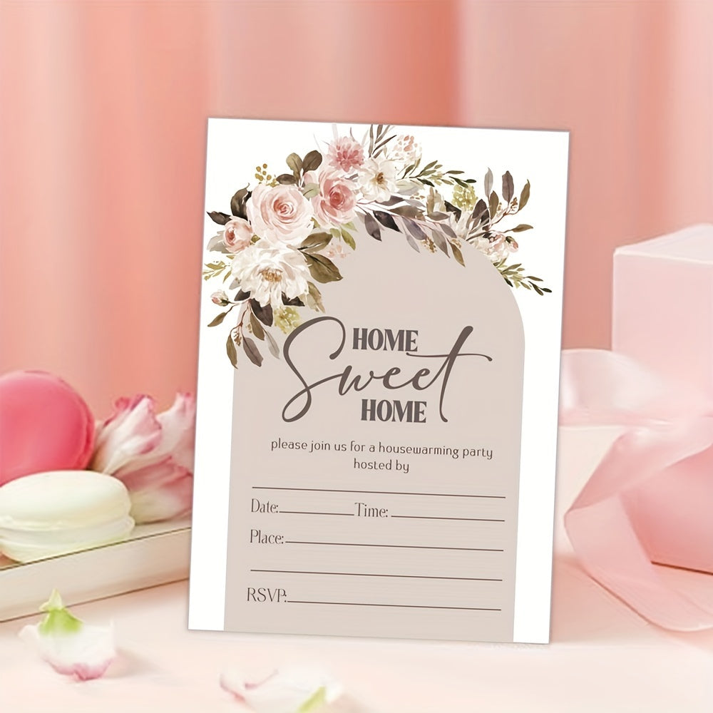 Цветочные акварельные приглашения на новоселье 12,7x17,78 см с конвертами для открытых домов и празднования новоселья
