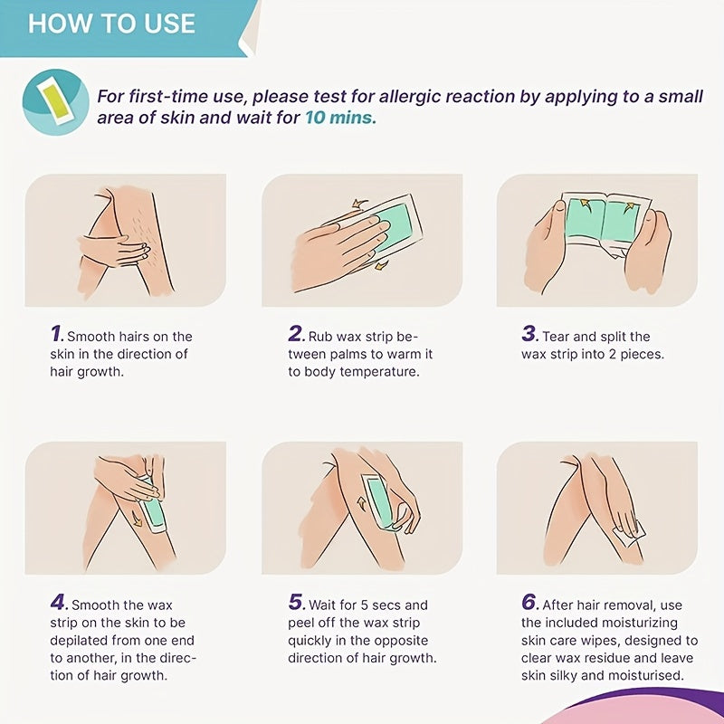 Большие гипоаллергенные полоски для удаления волос на теле, 20 штук