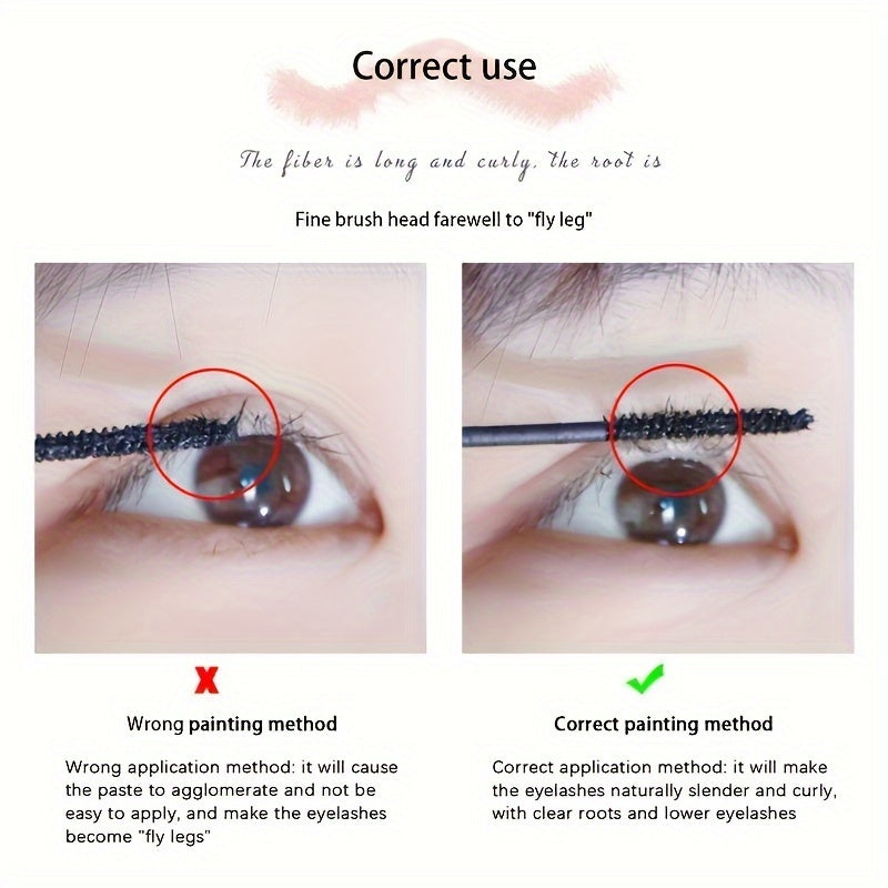 Waterproof Natural Fiber Mascara for Lengthening Curling and Volumizing Black Lashes