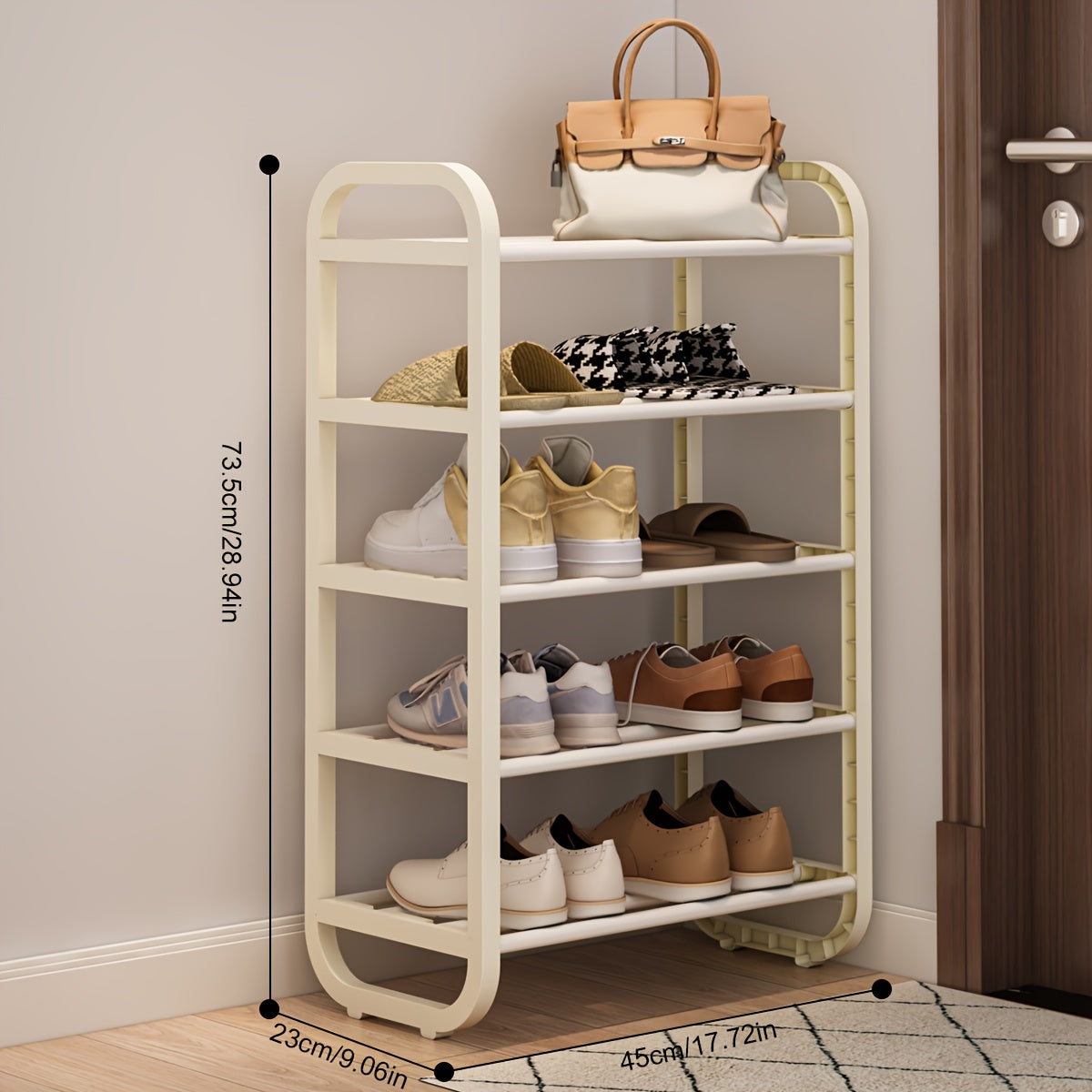 Compact Metal Shoe Rack 4/5 Tiers Organizer for Entryway Hallway Storage