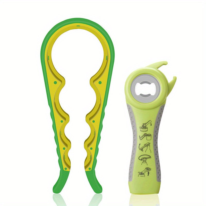 Multifunctional 5-in-1 Jar Bottle Can Opener Set Rubber Grip Kitchen Tool