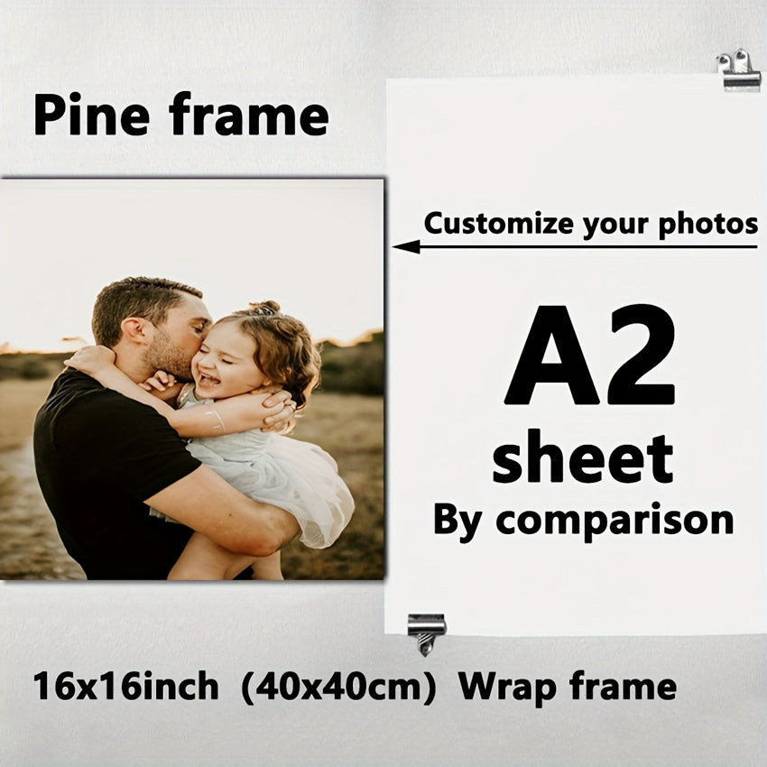 Personalized Family Photo Canvas Print Framed Wall Art for Living Room Bedroom Office