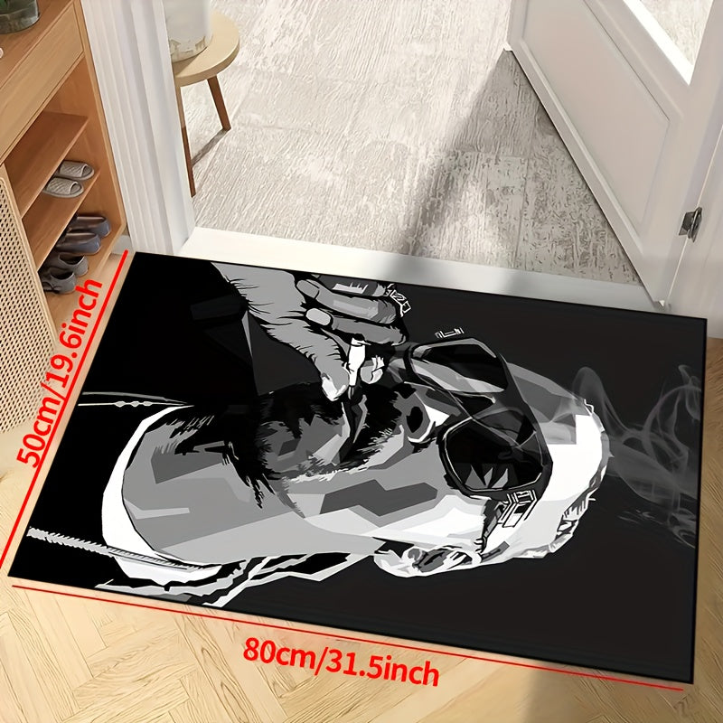 Polyester soha gilami, ko'zoynak taqqan odam bilan san'at, oson tozalash, sirpanishga qarshi ichki va tashqi mat