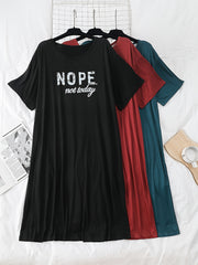 Women's Plus Size Polyester Casual T-Shirt Sleep Gown Set of 3