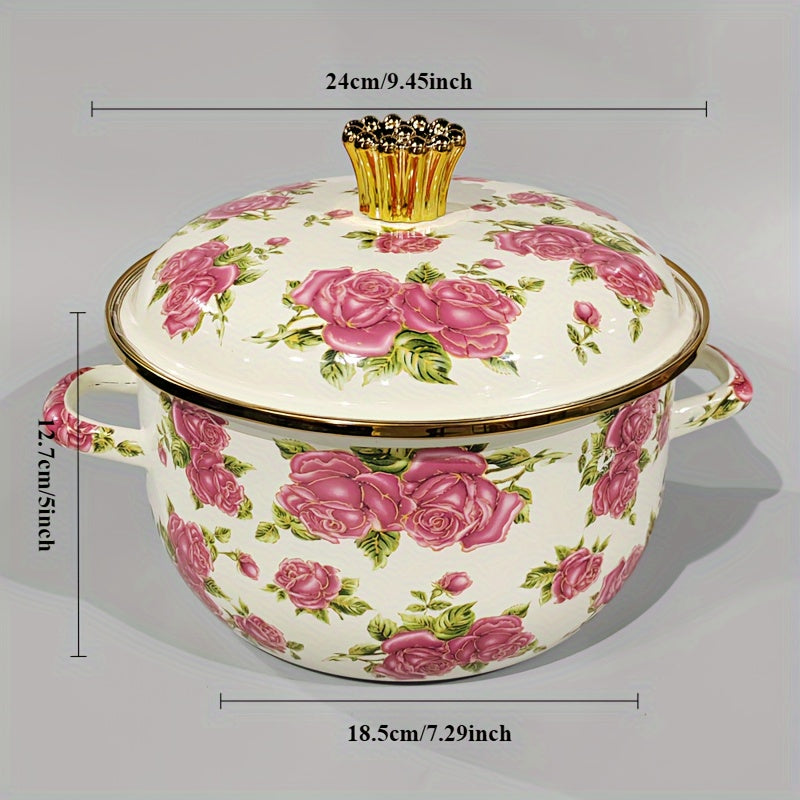 Enamel Soup Pot Double Handle High-Temperature Resistant for Stews and Boiling