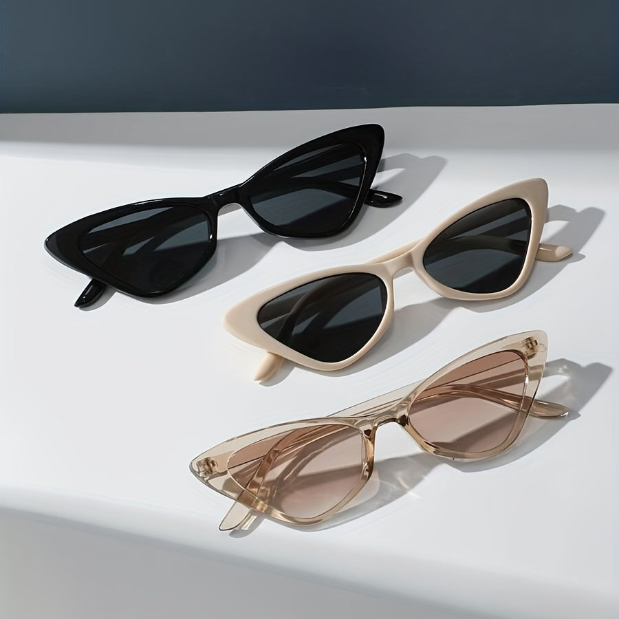 Juego de 3 gafas de ojo de gato unisex con lentes en degradado estilo Y2K, montura transparente, casual y para exteriores