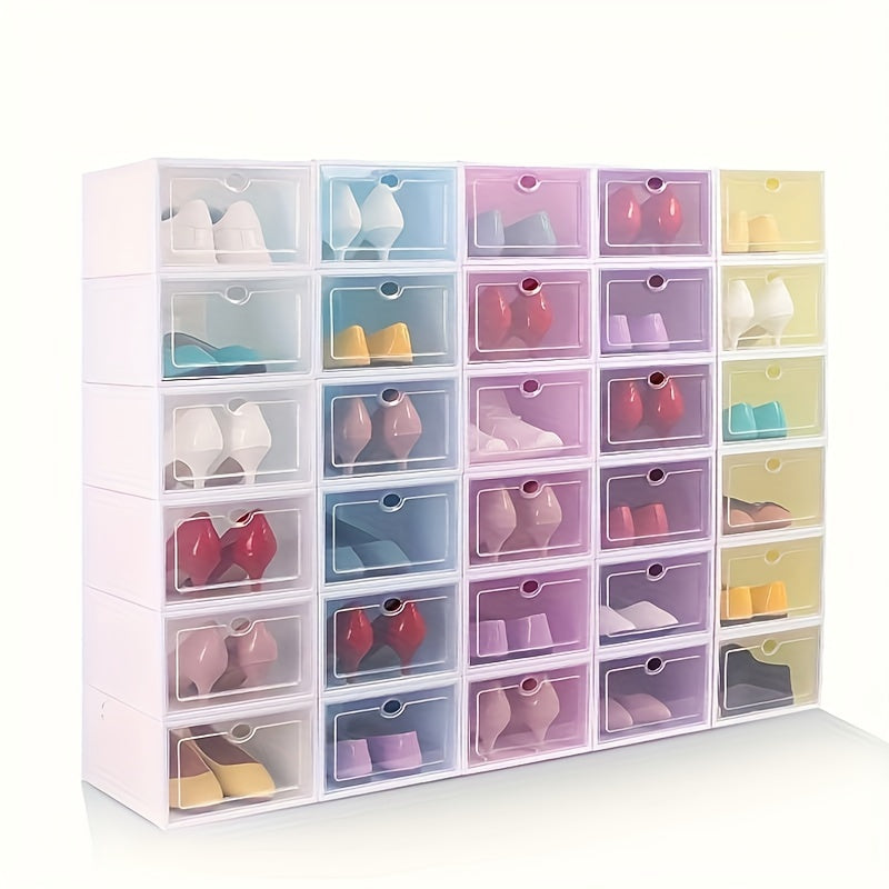 12 Pack Clear Plastic Shoe Storage Boxes with Flip-Top Lids Waterproof Durable Rectangular