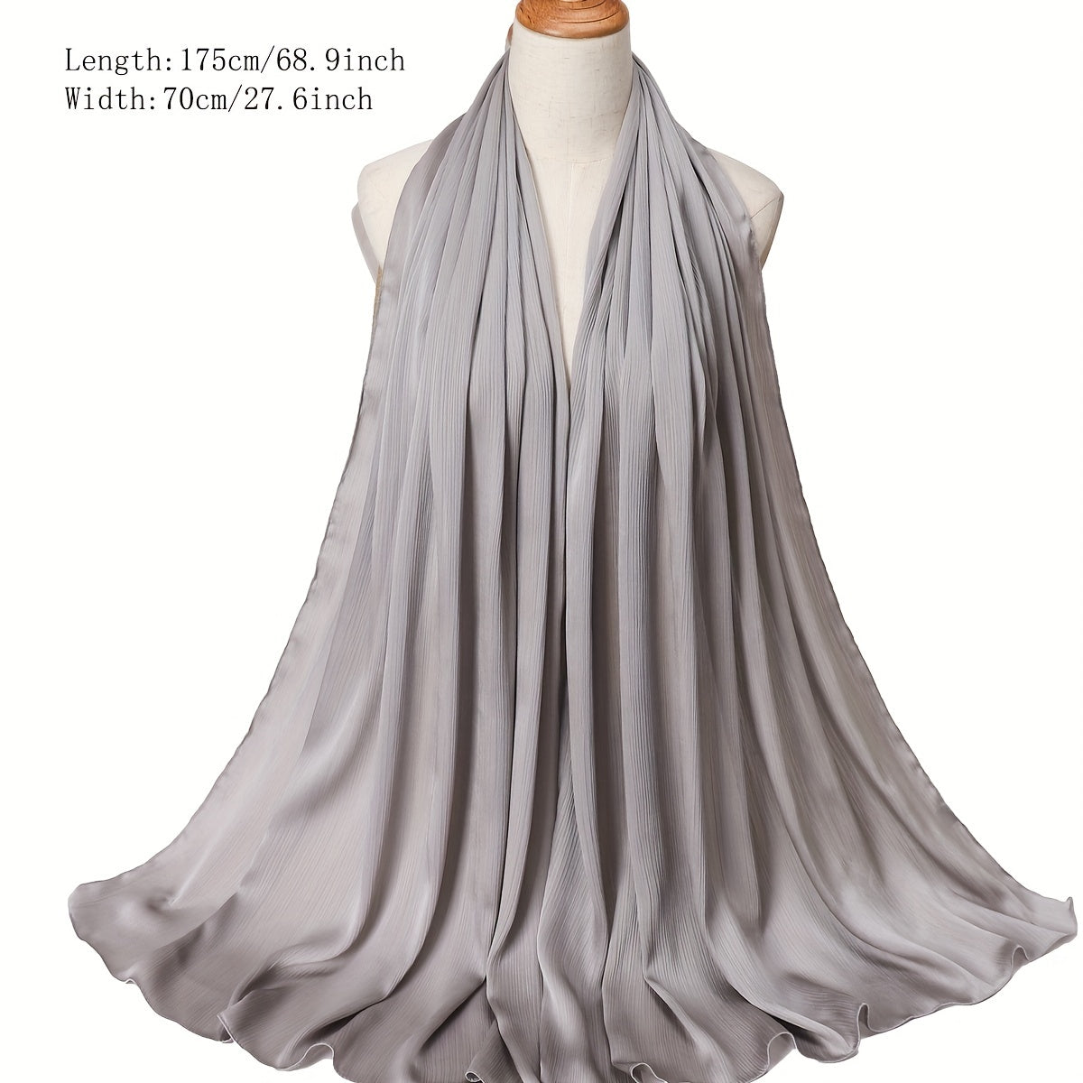 Wrinkled Satin Muslim Hijab Natural Fiber Lightweight Black