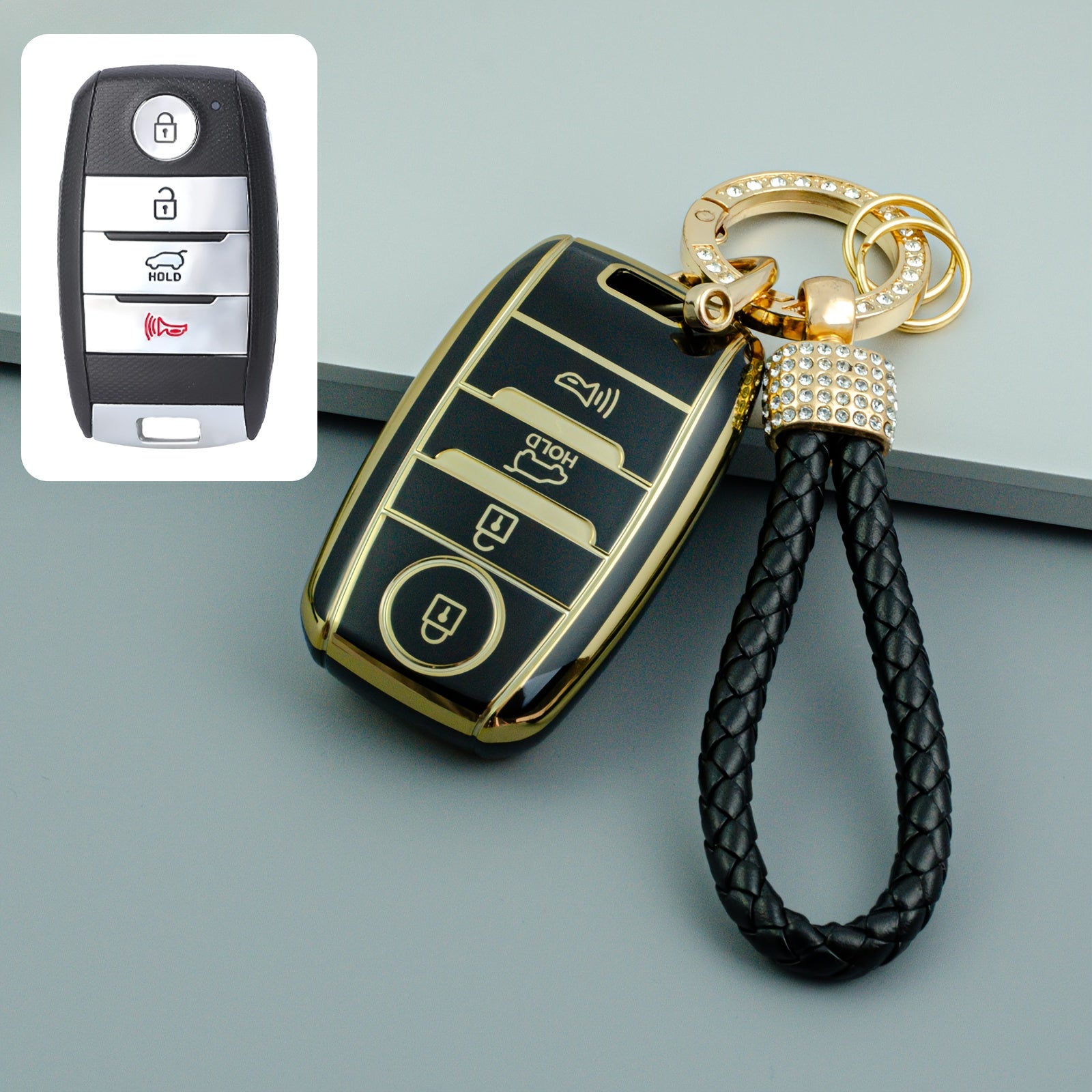 Universal TPU Car Key Case Cover with Keychain for Kia Models