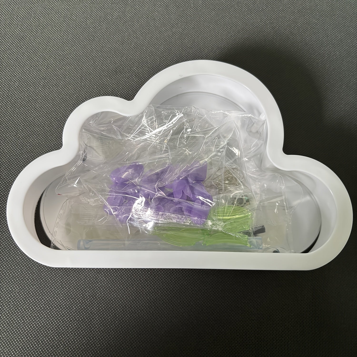 Cloud-Shaped Tulip Night Light with Mirror Back Battery-Powered Adjustable Brightness Modern Bedside Decor