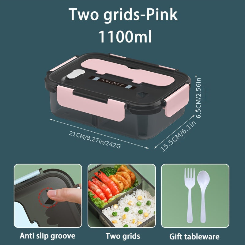 Large Capacity Leak-Proof Lunch Box with Spoon Double-Layered Microwave Safe