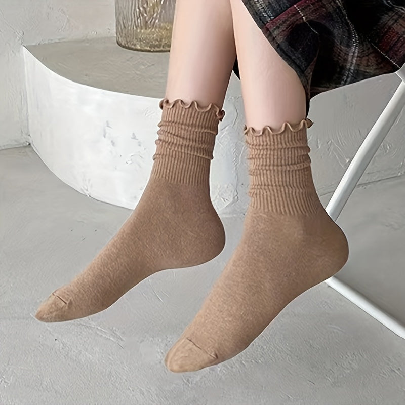 Women’s Lettuce Trim Short Socks 6 Pairs Breathable Comfortable Knit