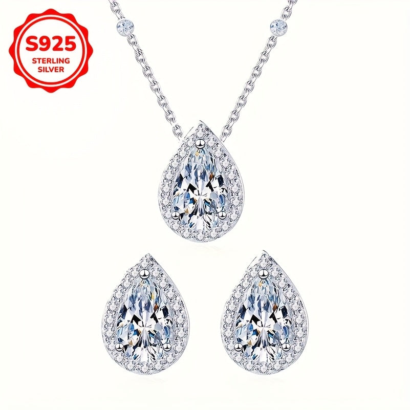 Eng yaxshi tanlov - 925 sterling kumushda elegant suv tomchisi shaklidagi kubik zirkoniya bilaguzuk va quloq uzuklari to'plami - gippoallergen va qizlar, ayollar, tug'ilgan kunlar, bayramlar, prom kechalari va kundalik kiyimlar uchun mukammal