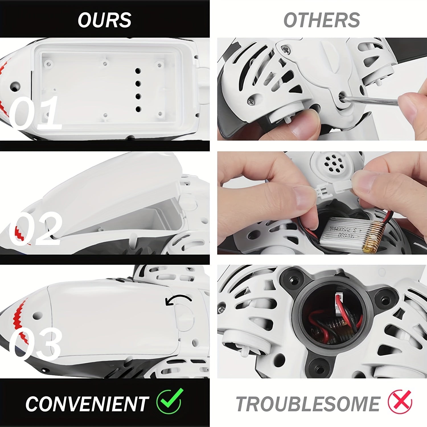 Kids Waterproof Remote Control Shark Pool Toy 2.4GHz Boat with 1000mAh Battery