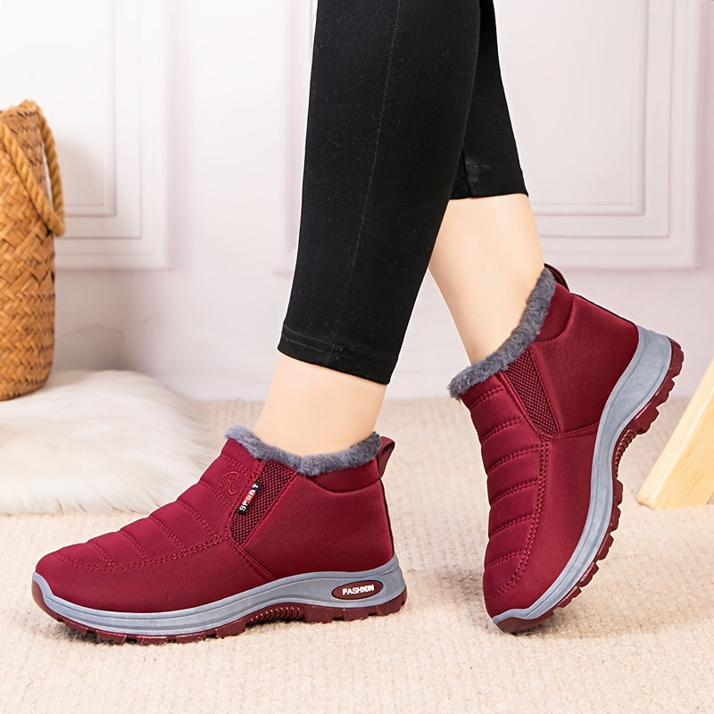 Women's Fleece-Lined Slip-On Boots for All Seasons Warmth