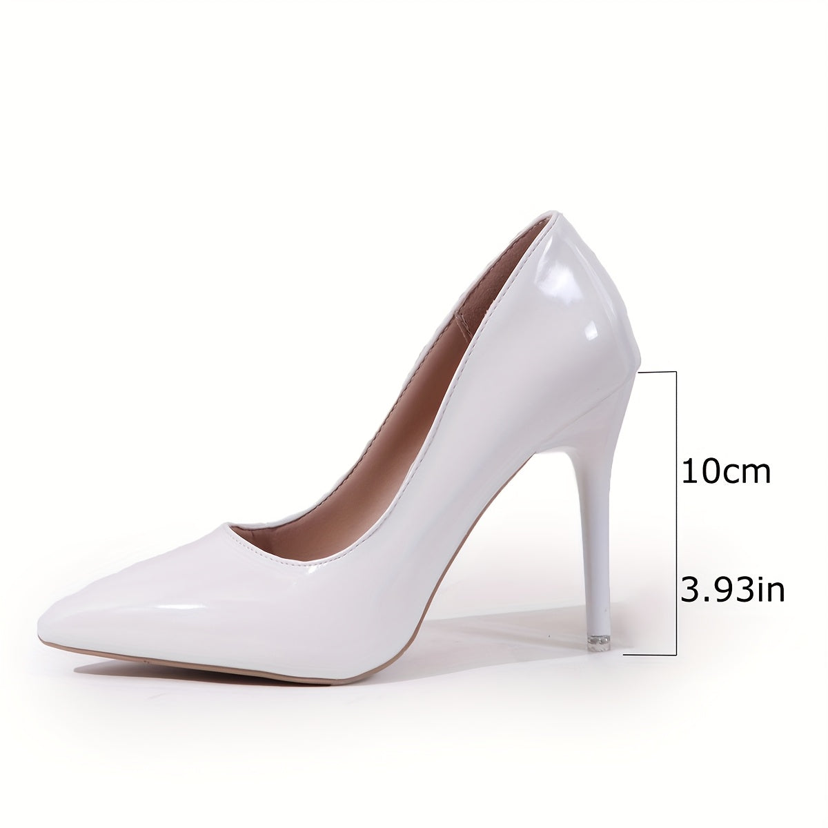 Women's White Pointed Toe Stiletto Heels 10cm Ultra High Pumps Office Party