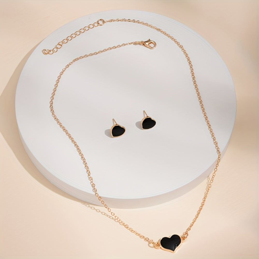 Set of 5 Women's Rhinestone Quartz Watches with Leather Bands and Heart Jewelry Set