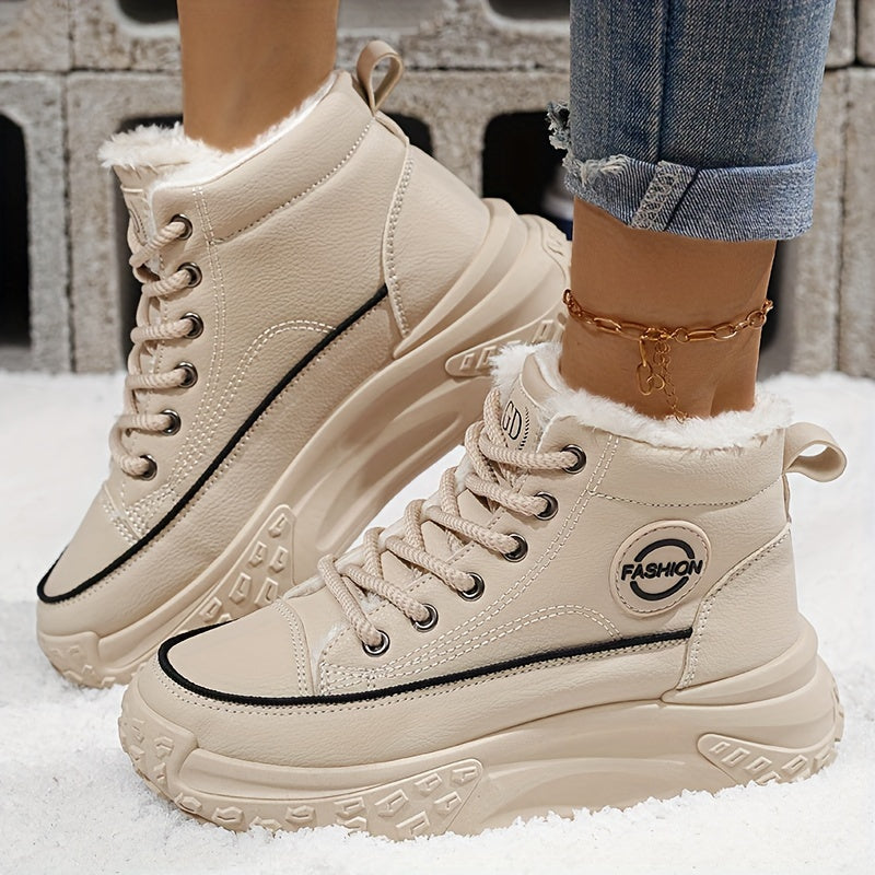 Women's Fleece-Lined Thick-Soled Ankle Boots and Running Shoes Warm Winter