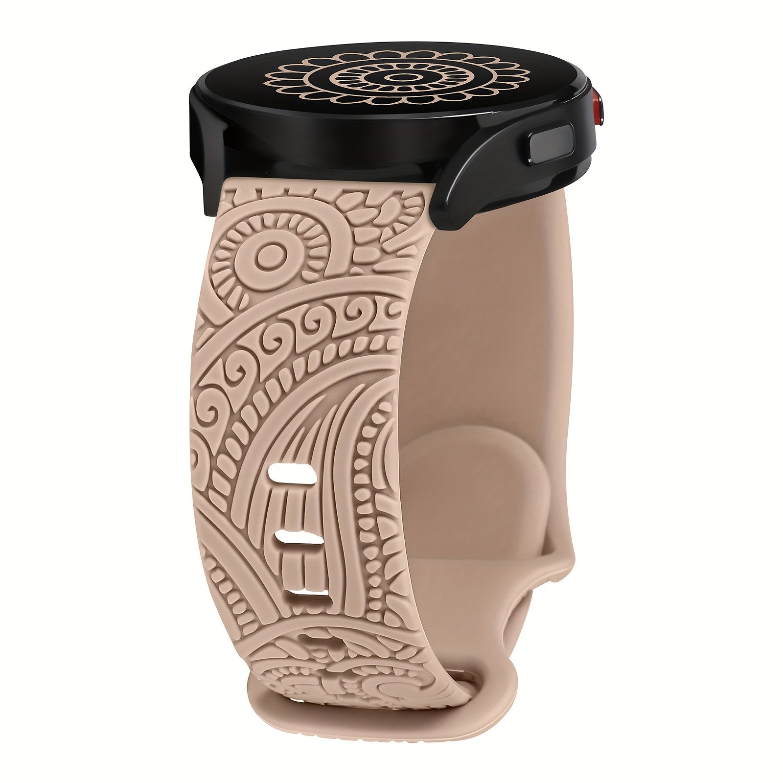 Women's 20mm Silicone Floral Engraved Smartwatch Band Compatible with Samsung Galaxy Watch Models