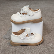 Girls' Princess Shoes with Bead Design Net Lace Bow for Parties and Daily Wear