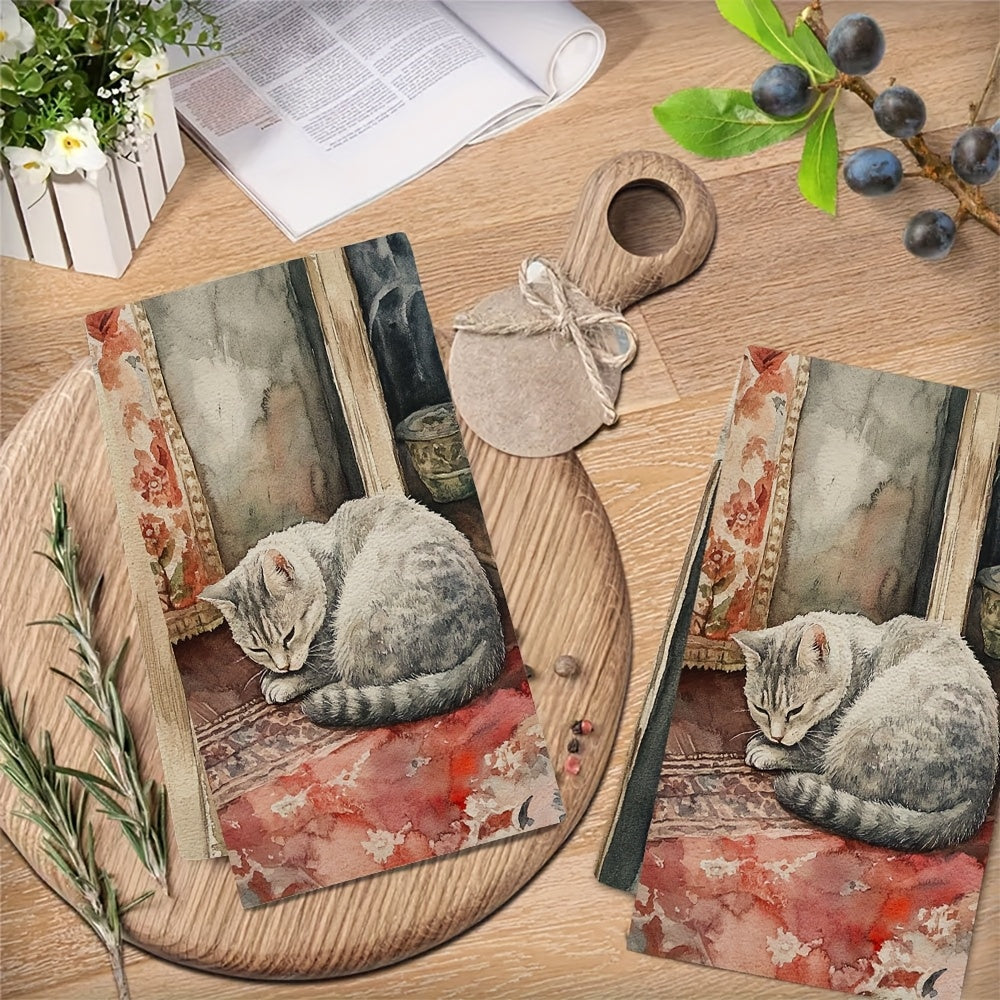 Set of 2 Coastal Style Kitchen Towels Ultra Soft Absorbent 40x60 cm