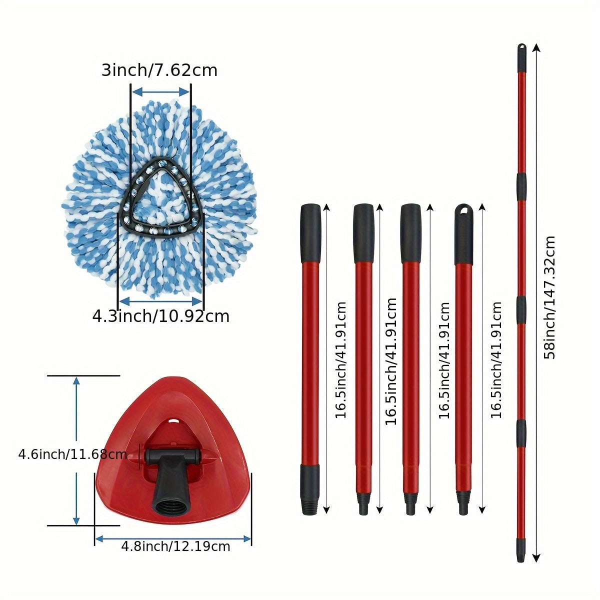 Ikkita Microfiber Spin Mop Refill Set oling, mustahkam 4-bo'lakli temir tutqichi bilan, O-Cedar EasyWring va RinseClean 2-Tank tizimlari bilan mos keladi. Tutqich 76.2 sm dan 147.32 sm gacha sozlanishi mumkin, bu esa samarali pol tozalashni ta'minlaydi.
