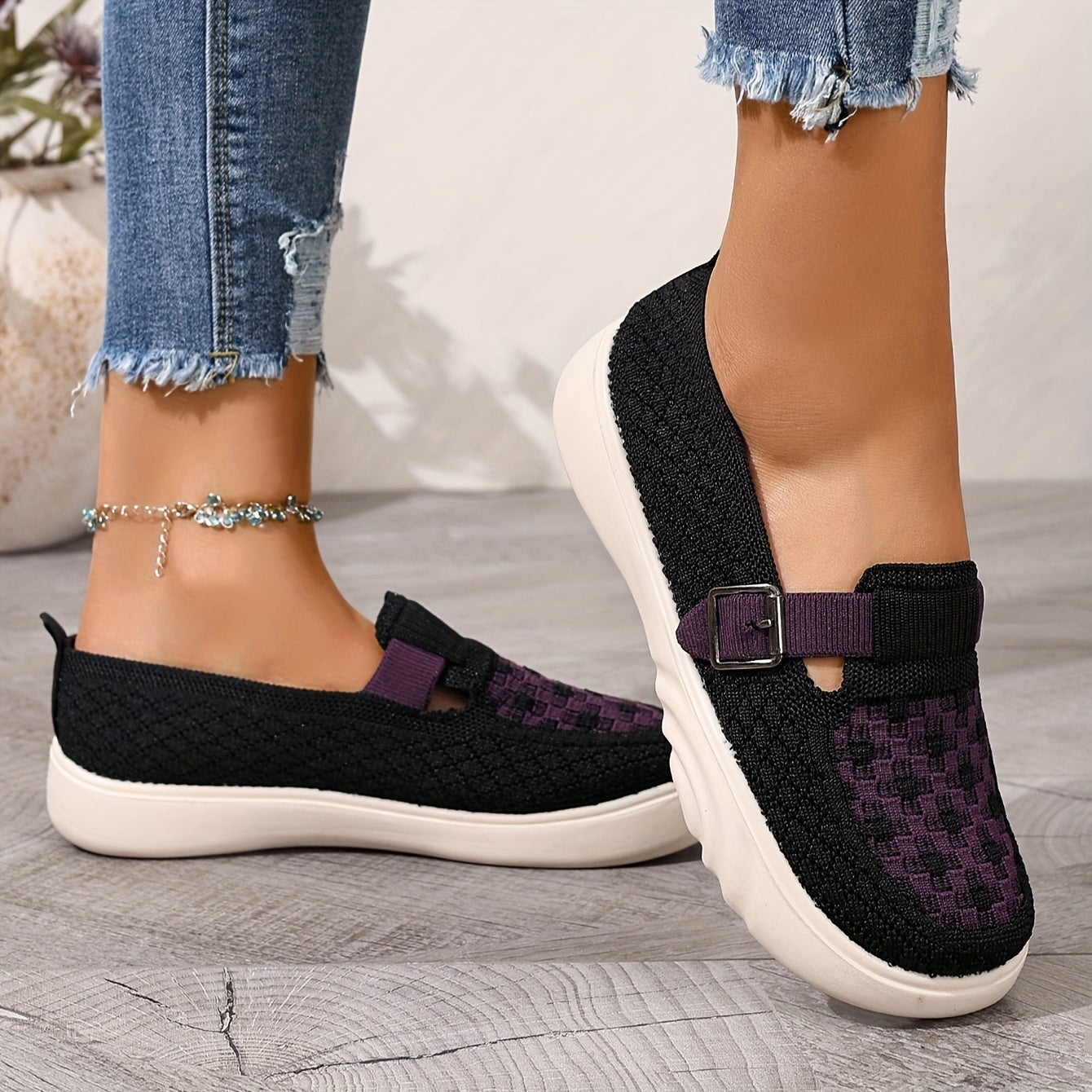 Women's Breathable Mesh Flat Shoes Casual Slip-On Loafers White