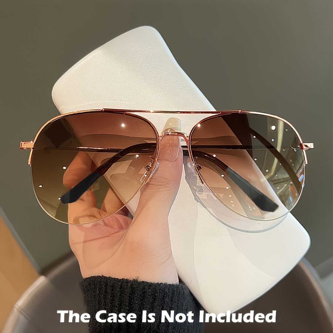 Gafas de lentes tintados unisex de marco de metal con decoración