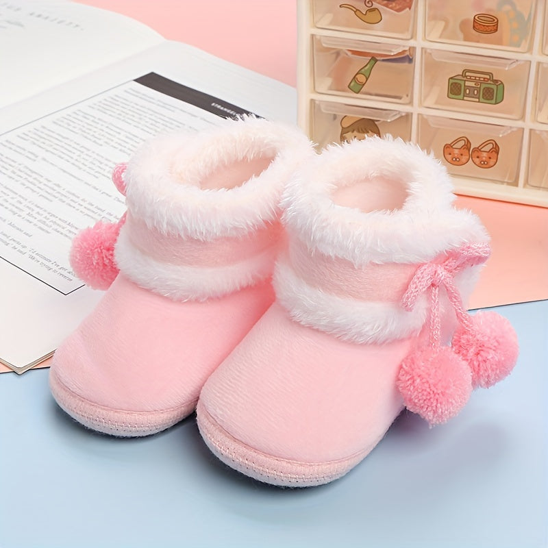 Baby Shoes for 0-12 Months Soft Bottom Warm Velvet Winter Socks Ankle High Toddler Learning Shoes